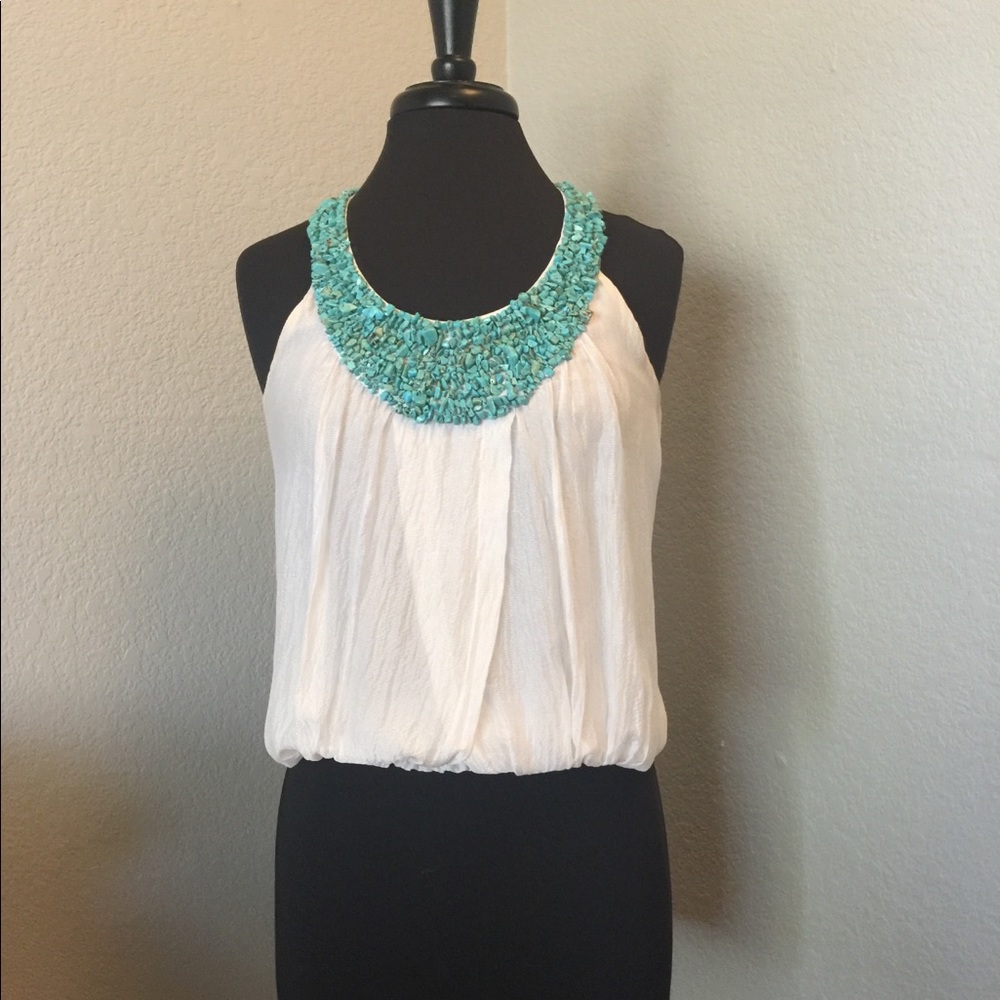 Bebe Turquoise-Beaded Top